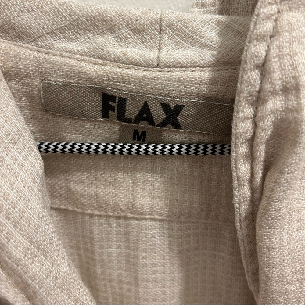 Flax Asymmetrical Linen Jacket Medium Tan Cream Off White cardigan - Picture 6 of 9